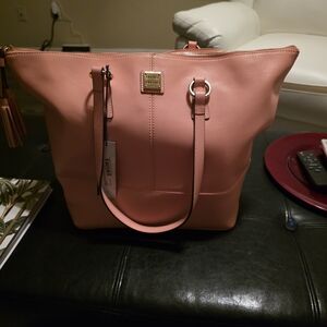Fossil Pink Leather Tote Bag